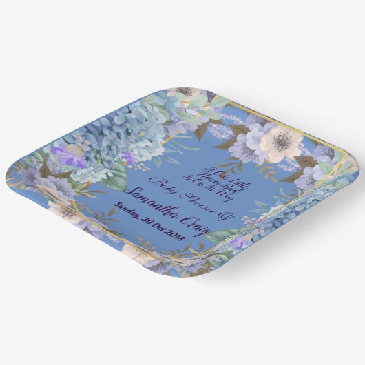 Zacht blauw Baby shower voor ventilatorpomp Hydran Papieren Bordje (Gebogen)