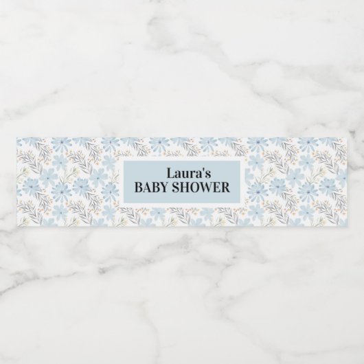  zacht blauw Baby shower, vrijgezellenfeest Waterfles Etiket (Enkel label)