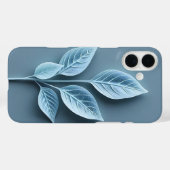Zacht Blauw Blad Patroon iPhone Case (Achterkant (horizontaal))
