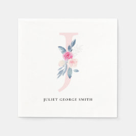 ZACHT BLAUW BLAUW WIT BLOEMALFABETTEN LETTER J SERVET