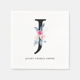 ZACHT BLAUW BLAUW WIT BLOEMALFABETTEN LETTER J SERVET