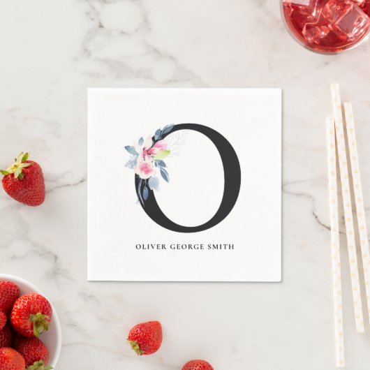 ZACHT BLAUW BLAUW WIT BLOEMALFABETTEN LETTER O SERVET (Insitu)