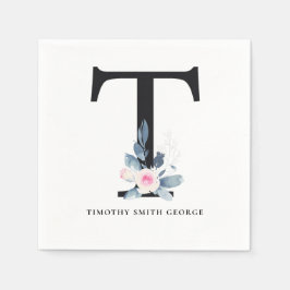 ZACHT BLAUW BLAUW WIT BLOEMALFABETTEN LETTER T SERVET