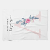 ZACHT BLAUW BLAUW WIT BLOEMALFABETTEN LETTER V THEEDOEK (Horizontaal)