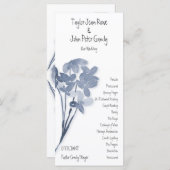 Zacht Blauw Bloem Trouwprogramma Programmakaart (Voorkant / Achterkant)