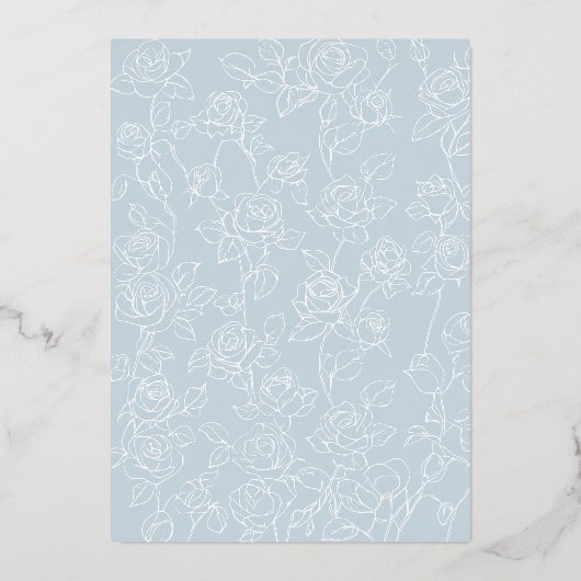 Zacht Blauw Bloemboog Vlinder Trouwgoud Folie Uitnodiging (Achterkant)