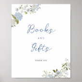 Zacht Blauw Bloemen Boeken en Geschenken Poster (Voorkant)