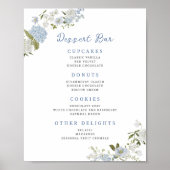 Zacht blauw Bloemen Dessert Bar Poster (Voorkant)