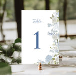 Zacht Blauw Bloemen Handgeschreven Kaart<br><div class="desc">Romantisch en delicaat zacht blauw waterverf bloemnummer met handgeschreven script.</div>