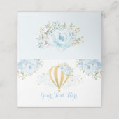 Zacht Blauw Bloemen Hete Luchtballon Adventure Dou Plaatskaartje (Buitenkant ongevouwen)