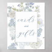 Zacht Blauw Bloemen Kaarten en Geschenken Teken Poster (Voorkant)