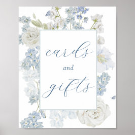 Zacht Blauw Bloemen Kaarten en Geschenken Teken Poster