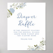Zacht blauw Bloemen Luier Raffle Poster (Voorkant)