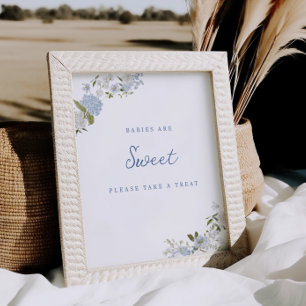 Zacht blauw Bloemen Raad eens hoeveel Poster