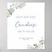 Zacht blauw Bloemen Raad eens hoeveel Poster (Voorkant)