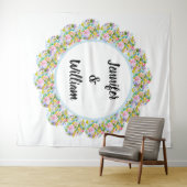 Zacht Blauw Bloemen Romantisch Bruiloft Achtergron Wandkleed (In Situ (horizontaal))