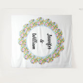 Zacht Blauw Bloemen Romantisch Bruiloft Achtergron Wandkleed (Voorkant (horizontaal))