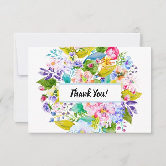 Zacht Blauw Bloemen Romantisch Bruiloft Dank u Bedankkaart (Voorkant)