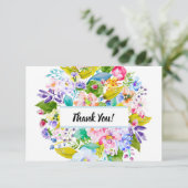 Zacht Blauw Bloemen Romantisch Bruiloft Dank u Bedankkaart (Staand voorkant)