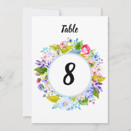 Zacht Blauw Bloemen Romantisch Tafelnummer