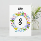 Zacht Blauw Bloemen Romantisch Tafelnummer (Staand voorkant)