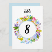 Zacht Blauw Bloemen Romantisch Tafelnummer (Voorkant / Achterkant)