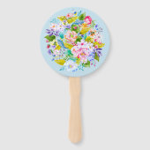 Zacht Blauw Bloemen Romantische Bruiloft Gast Fans Handwaaier (Achterkant)
