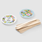 Zacht Blauw Bloemen Romantische Bruiloft Gast Fans Handwaaier (Niet-gemonteerd)