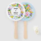 Zacht Blauw Bloemen Romantische Bruiloft Gast Fans Handwaaier (Voorkant en achterkant)