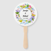 Zacht Blauw Bloemen Romantische Bruiloft Gast Fans Handwaaier (Voorkant)