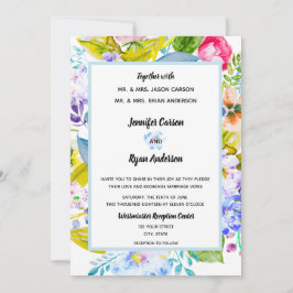 Zacht Blauw Bloemen Romantische Huwelijksuitnodigi Kaart