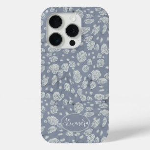 Zacht blauw bloemwater iPhone 15 pro case