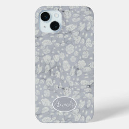 Zacht blauw bloemwater iPhone 15 mini hoesje