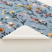 Zacht Blauw Boheems Bloemen Waterverf Custom Sherpa Deken (3/4)