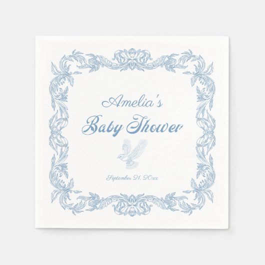 Zacht blauw  Classic Baby shower Servet (Voorkant)