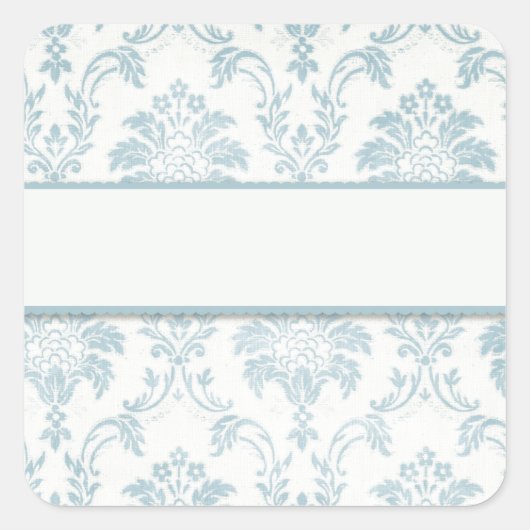 Zacht blauw Damascus met wit label (Voorkant)