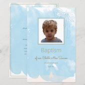 Zacht blauw doopmenu met gouden accenten (Voorkant / Achterkant)