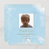 Zacht Blauw Doopsel Dank u kaart met Gouden Accent (Voorkant / Achterkant)