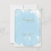 Zacht Blauw Doopsel RSVP met Gouden Accenten (Achterkant)