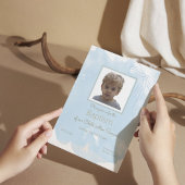 Zacht Blauw Doopsel Uitnodiging met Gouden Accente