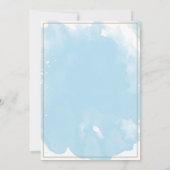 Zacht Blauw Doopsel Uitnodiging met Gouden Accente (Achterkant)