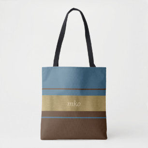 Zacht blauw en bruin tote bag