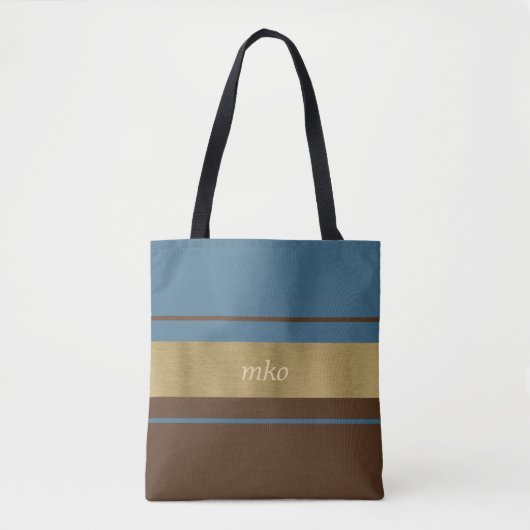 Zacht blauw en bruin tote bag (Voorkant)