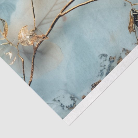 Zacht Blauw en Goud Blad Weefselpapier Tissuepapier (Detail)