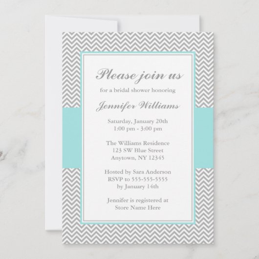 Zacht blauw en grijs Chevron-Vrijgezellenfeest Kaart (Voorkant)
