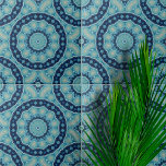 Zacht Blauw en Indigo Symmetrische Geometrische Vo Tegeltje<br><div class="desc">Deze keramische tegel heeft een betoverend caleidoscopisch ontwerp. In het hart van de tegel ontvouwt zich een delicaat bloemmotief, omgeven door een reeks geometrische vormen die naar buiten uitstralen in symmetrische vormen. Het ontwerp wordt gekenmerkt door zijn ingewikkelde details, waardoor een gevoel van diepte en beweging wordt gecreëerd. Het kleurenpalet...</div>