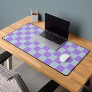 Zacht blauw en lavendel geruit bureaumat