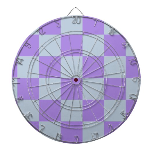 Zacht blauw en lavendel geruit dartbord (Voorkant)