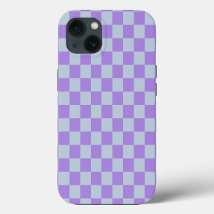Zacht blauw en lavendel geruit iPhone 13 hoesje