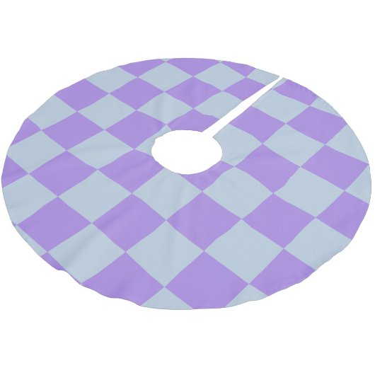 Zacht blauw en lavendel geruit kerstboom rok (Gekanteld)